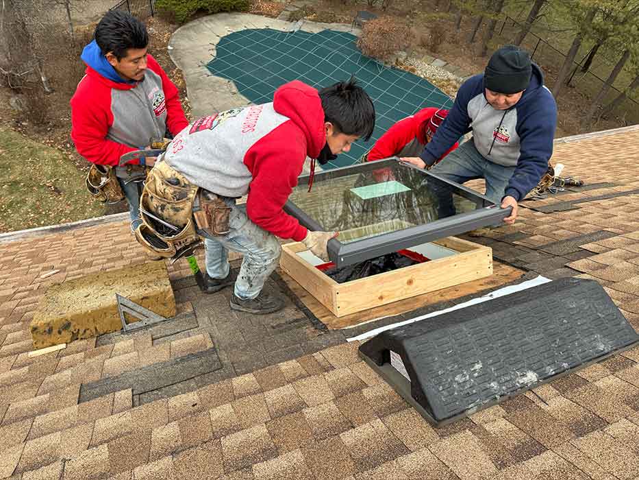 <h3>Asphalt shingles roofing skylight replacement, Installation</h3>